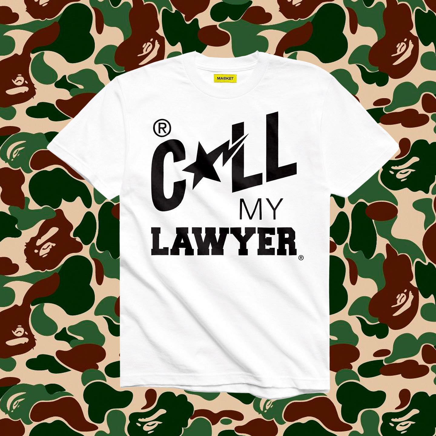 MARKET STUDIOS| Camiseta "Call My Lawyer" Nike vs BAPE | Algodón 220 GSM | Declaración Streetwear