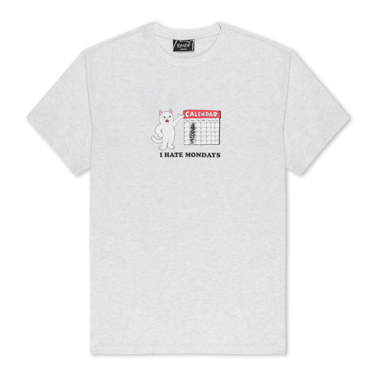RIPNDIP | I Hate Mondays Tee Ash Heather | 100% Algodón 180 GSM | Streetwear POW Flagship