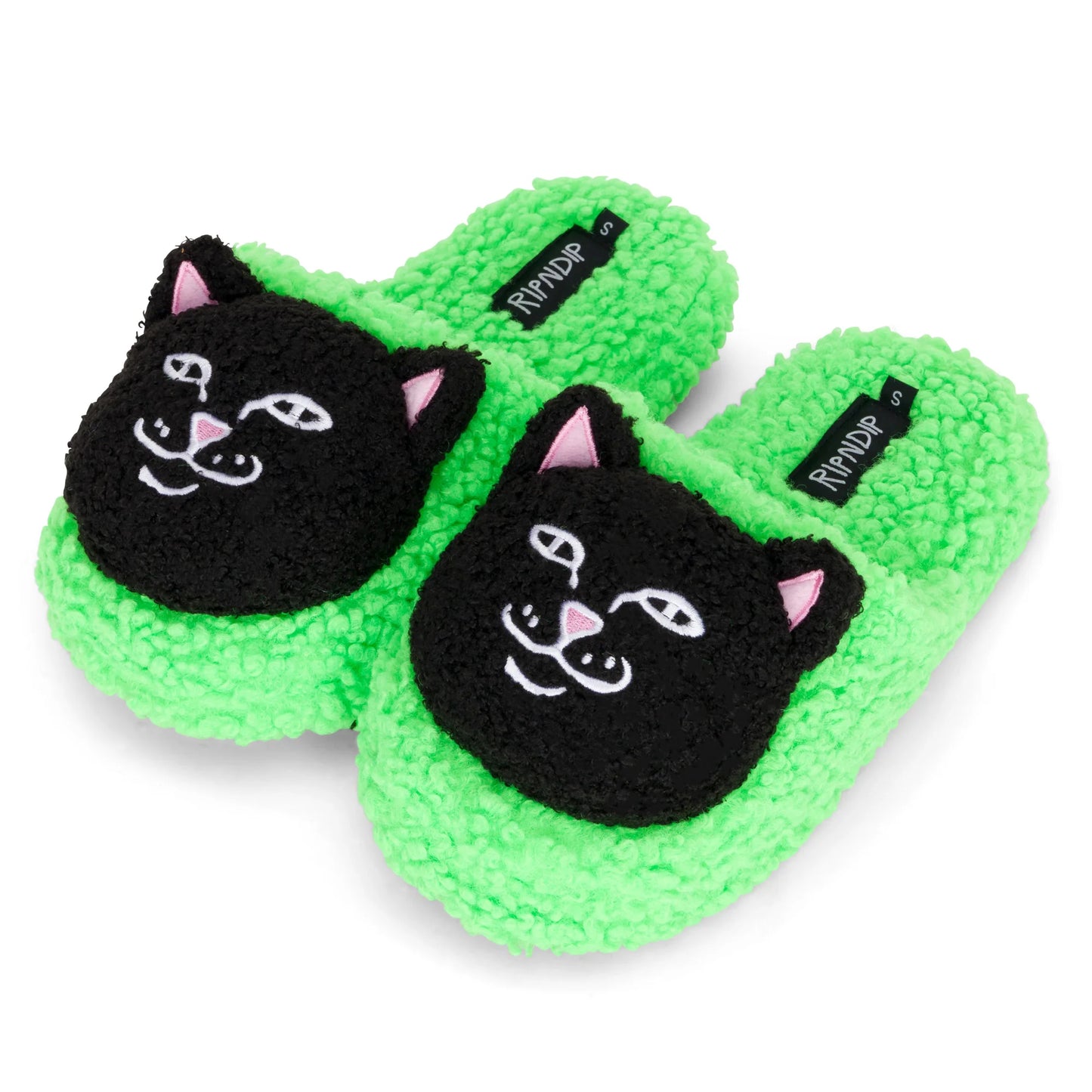 Ripndip | Pantuflas Lord Jermal Peluche Verde | Tallas XS | Cara 3D | Envíos Venezuela