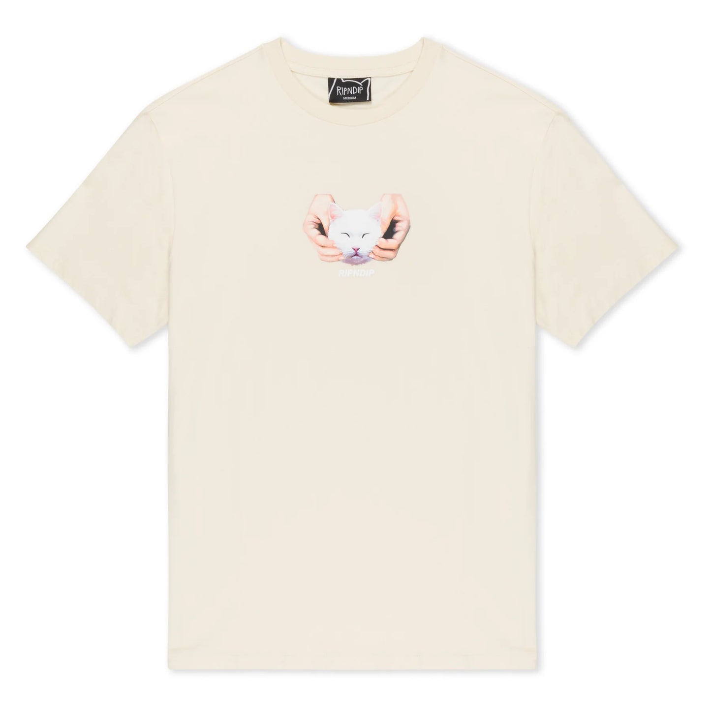 RIPNDIP | Happy Kitty Tee Natural | 100% Algodón 180 GSM | Streetwear Colección Esencial