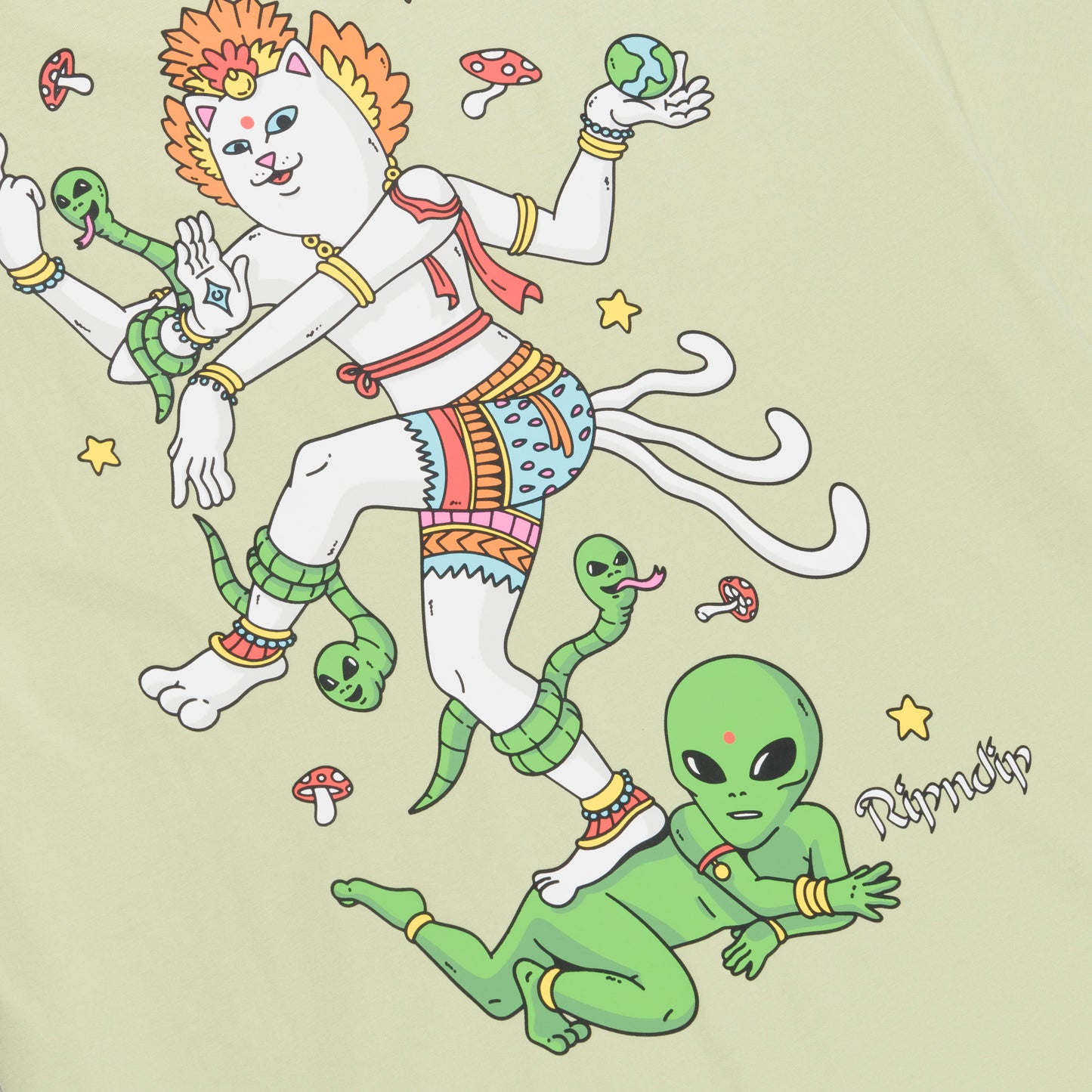 RIPNDIP | Camiseta Alien Whisperer (Light Moss) | Algodón 180g + Gráficos Extraterrestres | Envíos a toda Venezuela