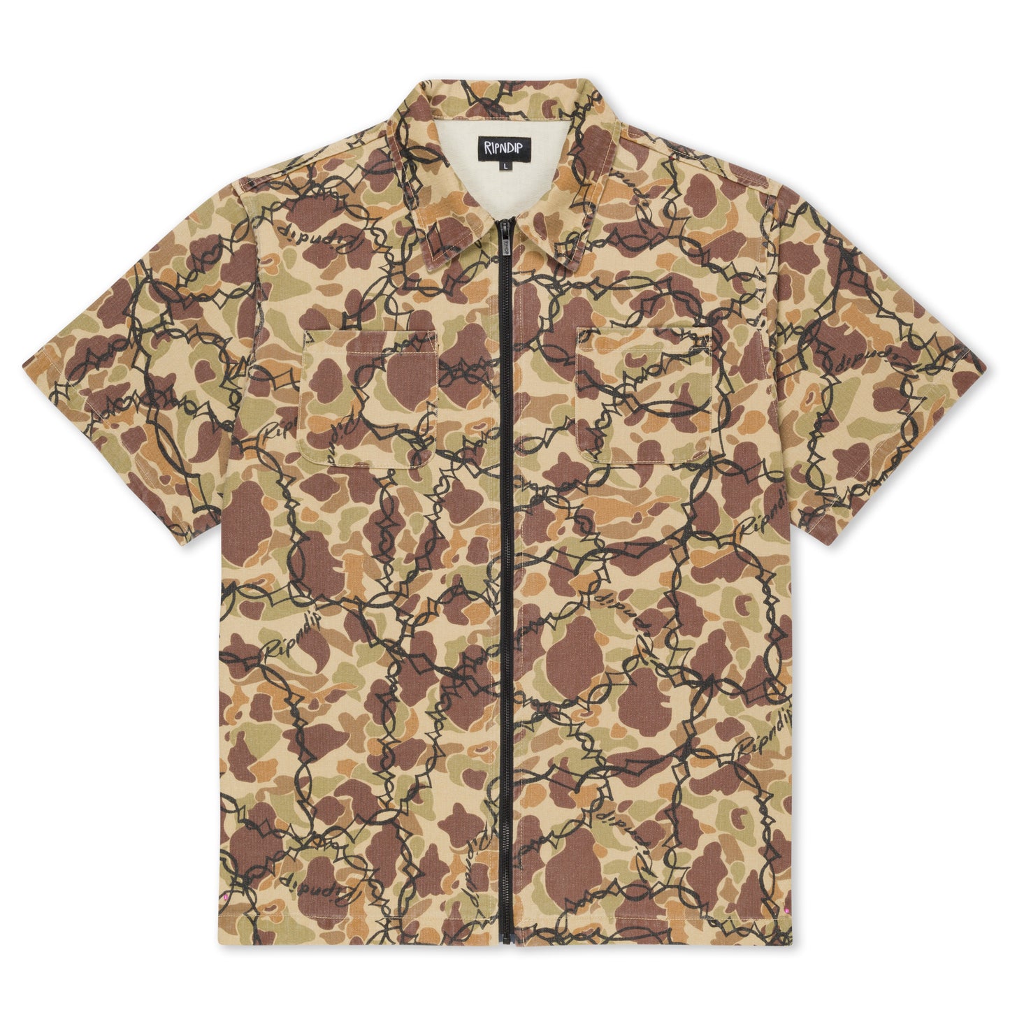RIPNDIP | Camisa Wired Zip Up (Tan) | Algodón 100% + Estampado Táctico | Envíos a toda Venezuela
