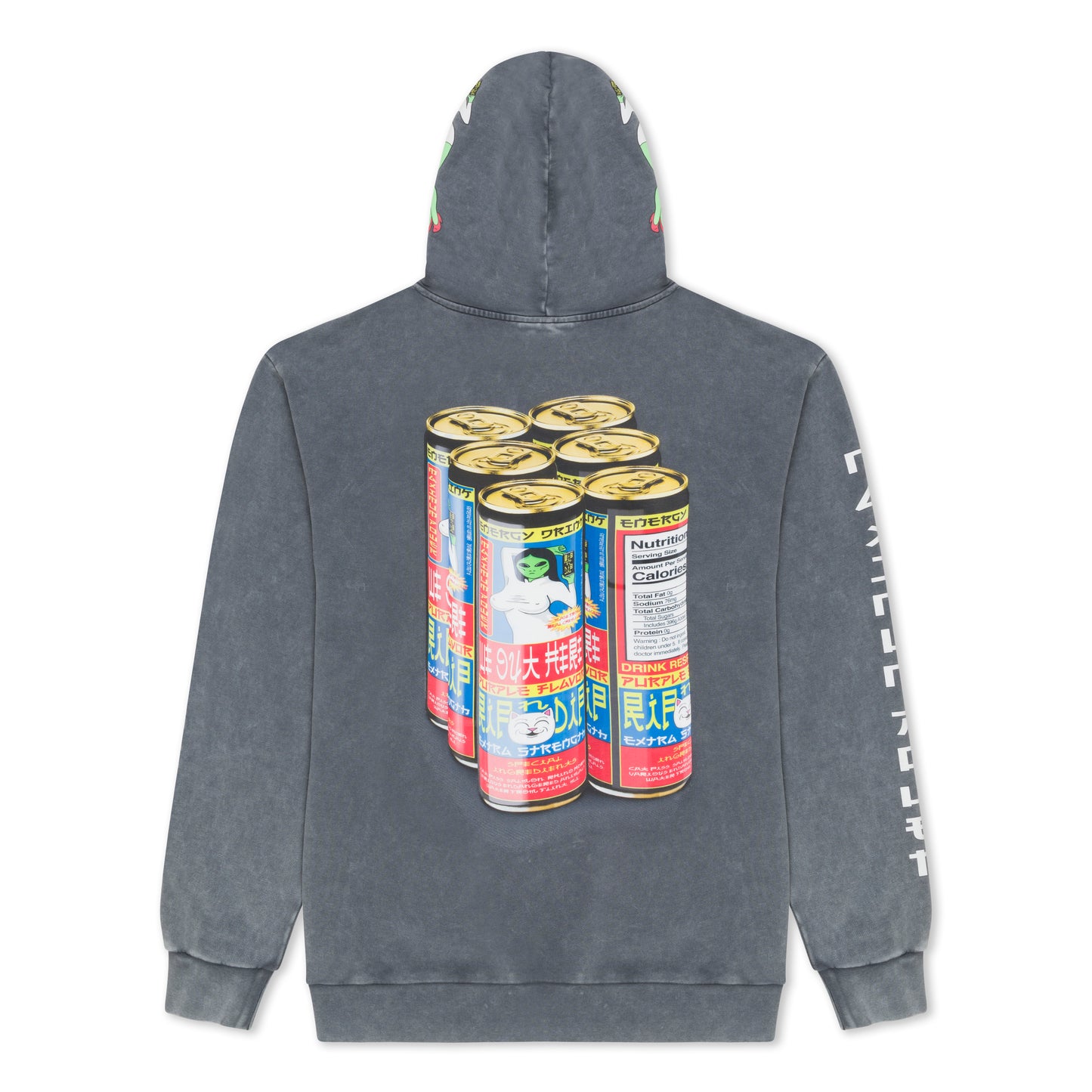 RIPNDIP | Hoodie Nerms Cans (Charcoal Vintage Wash) | Algodón 100% + Estampado Ultra-Vívido | Envío a toda Venezuela
