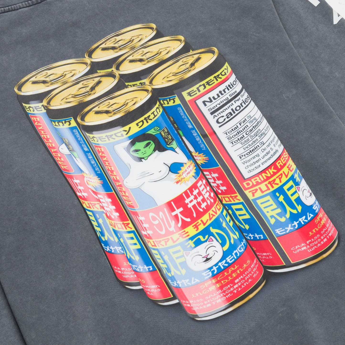 RIPNDIP | Hoodie Nerms Cans (Charcoal Vintage Wash) | Algodón 100% + Estampado Ultra-Vívido | Envío a toda Venezuela