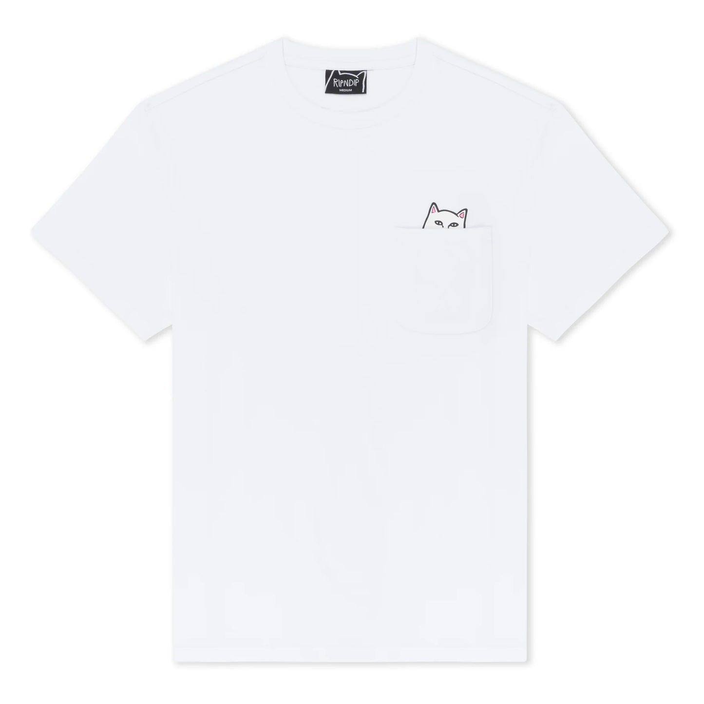 RIPNDIP | Camiseta Pocket Lord Nermal Blanca | Algodón 180 GSM | Colección Clásicos POW Flagship
