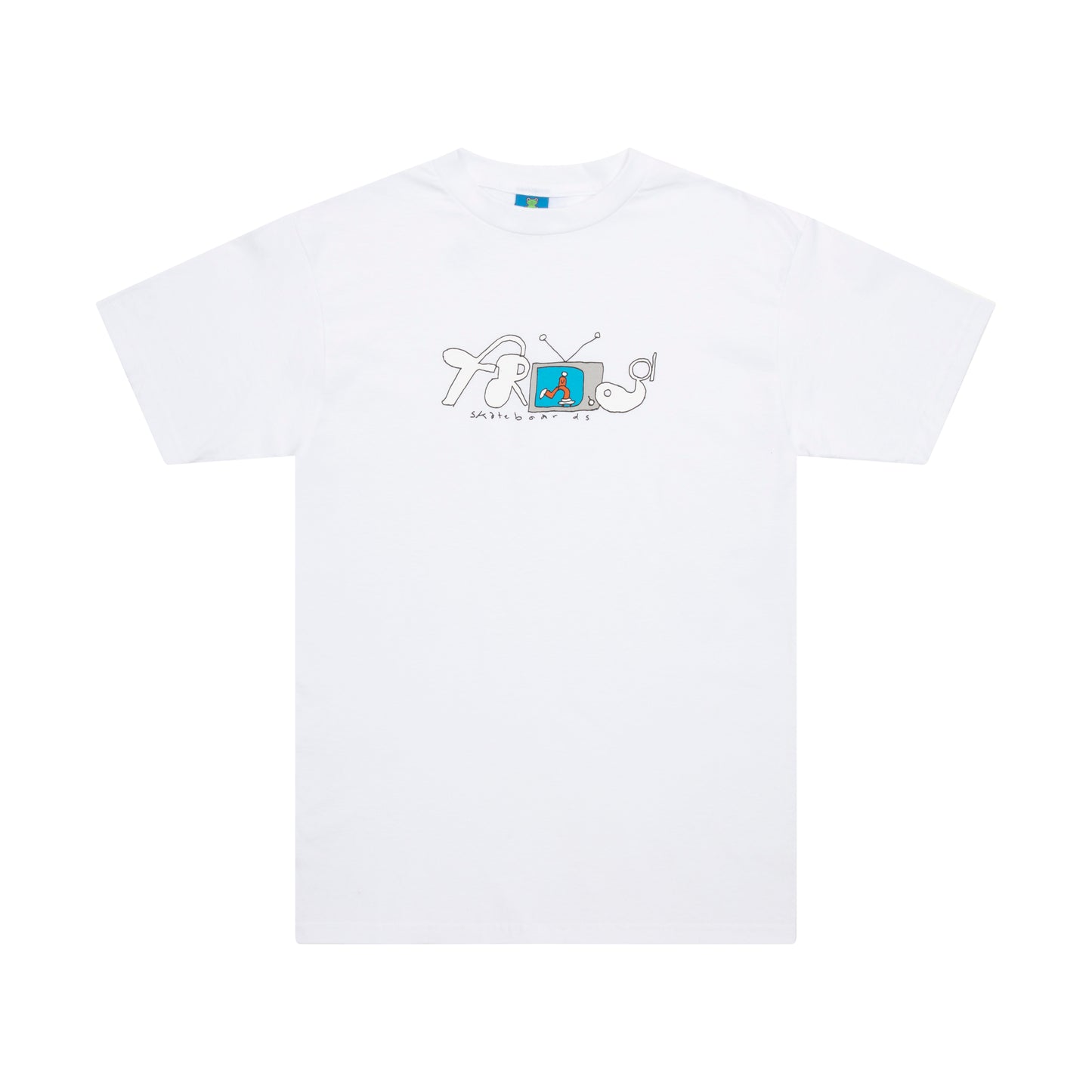 FROG SKATEBOARDS| Television Tee White | 100% Algodón | Streetwear Retro
