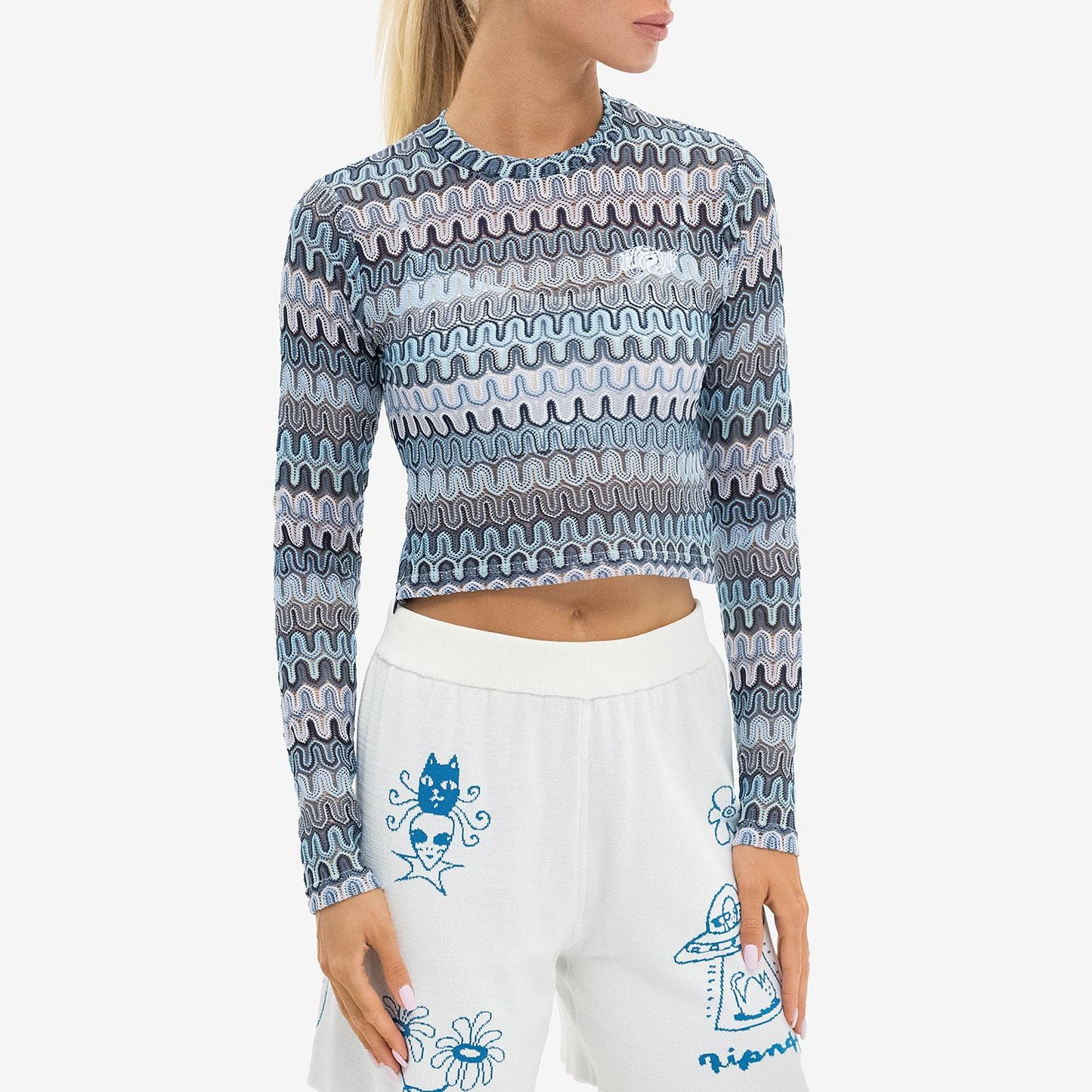 Waves crochet crop Lon sleeve RIPNDIP