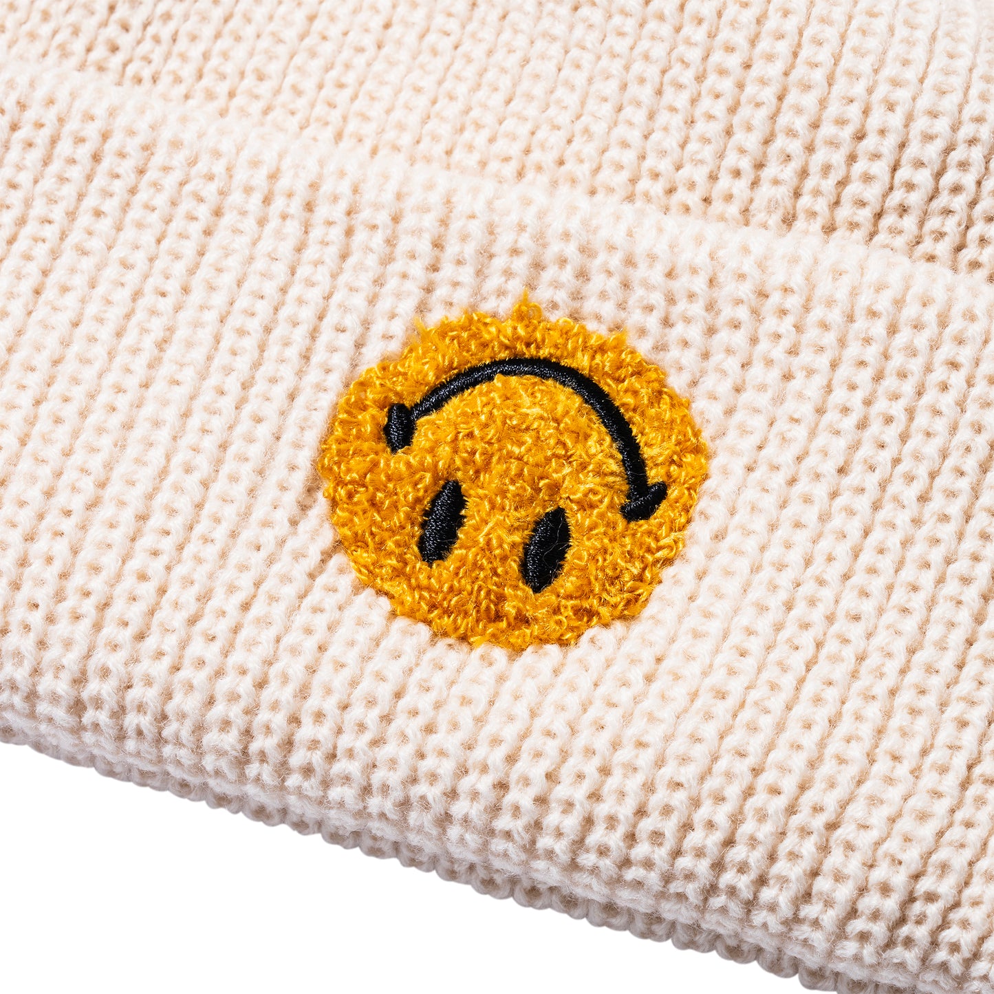 MARKET - SMILEY UPSIDE DOWN BEANIE (ECRU)