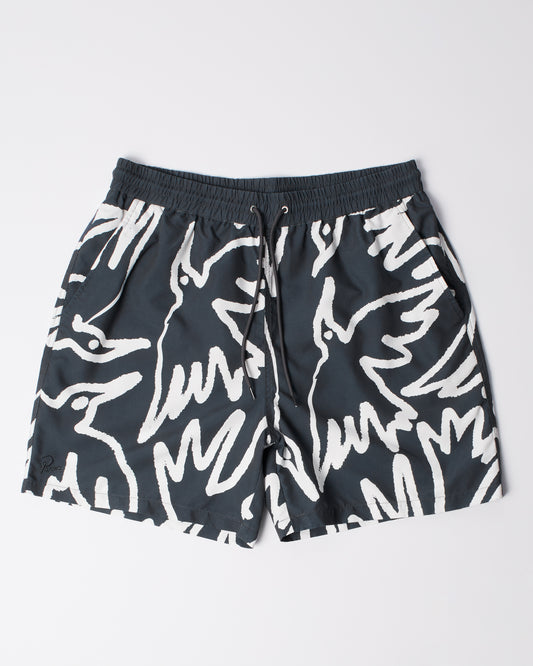 Birds Fly Free Swim Short Black