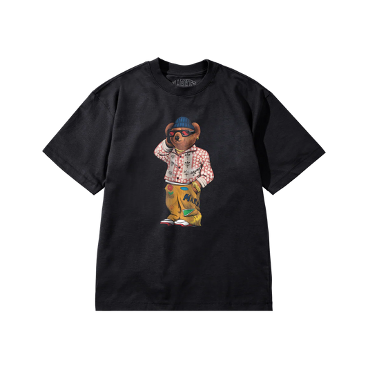 MARKET STUDIOS. Folk Fitted Bear T-Shirt (Pirate Black)
