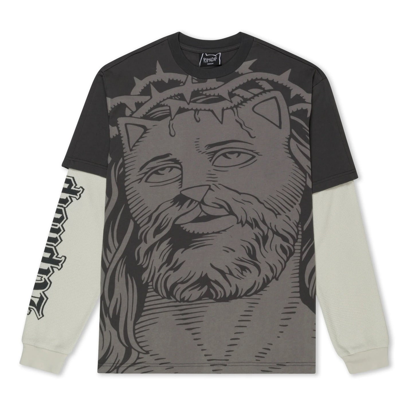 LORD SAVIOR DOUBLE LONG SLEEVE TEE (DARK CHARCOAL ) RIPNDIP