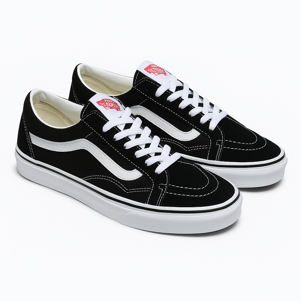 Vans SK8-Low Black/True White | Zapatillas Bajas Venezuela | Lona/Gamuza + Suela Waffle
