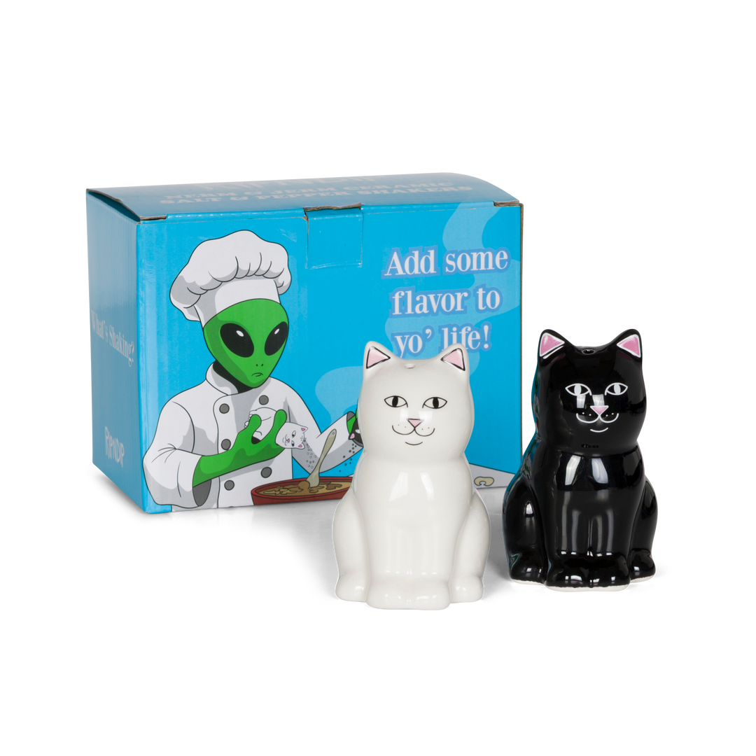 Nerm Jerm Ceramic Salt / Pepper Shakers (White / Black)-RIPNDIP