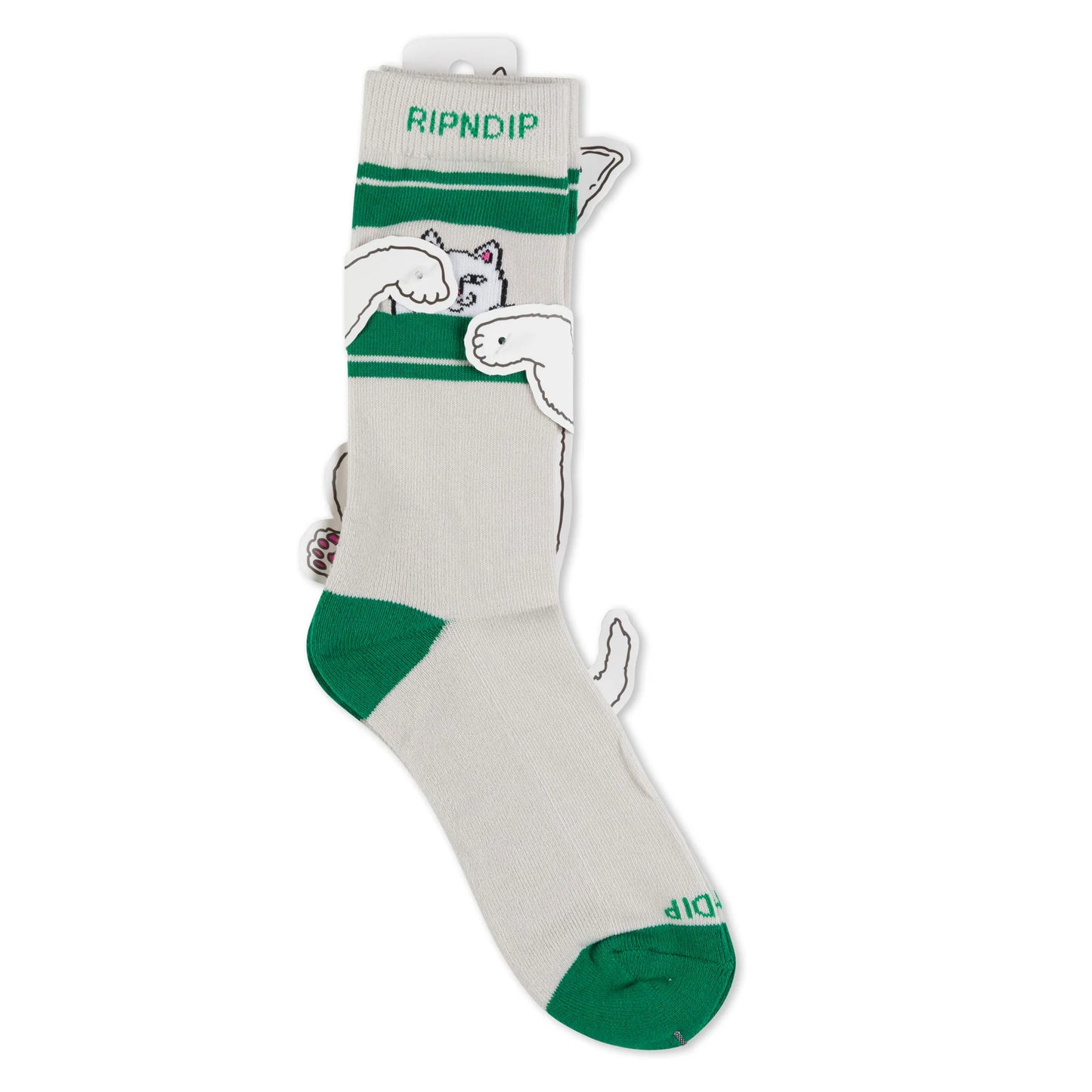RIPNDIP | Calcetas Peeking Nermal Gris/Verde | Algodón 70% | Colección Essentials POW Flagship