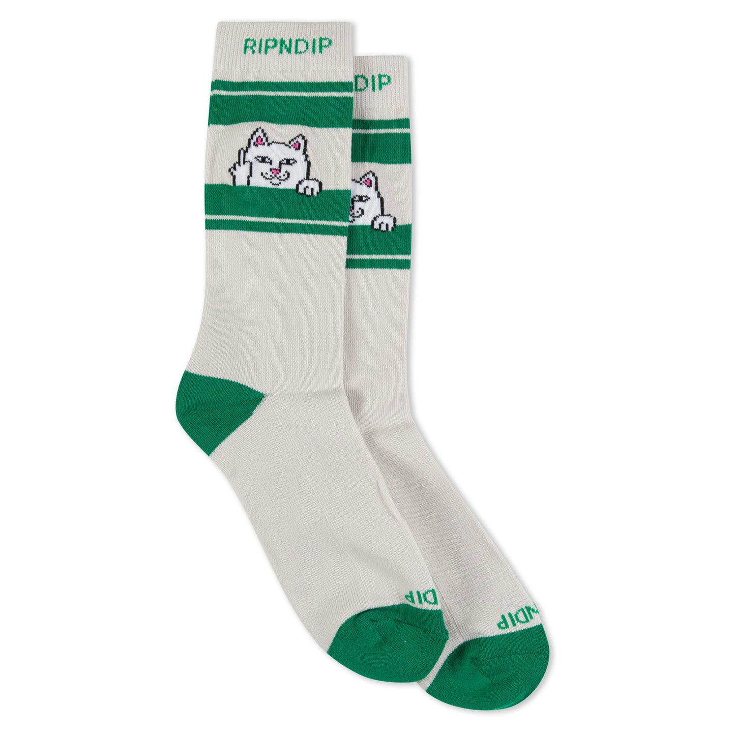 RIPNDIP | Calcetas Peeking Nermal Gris/Verde | Algodón 70% | Colección Essentials POW Flagship