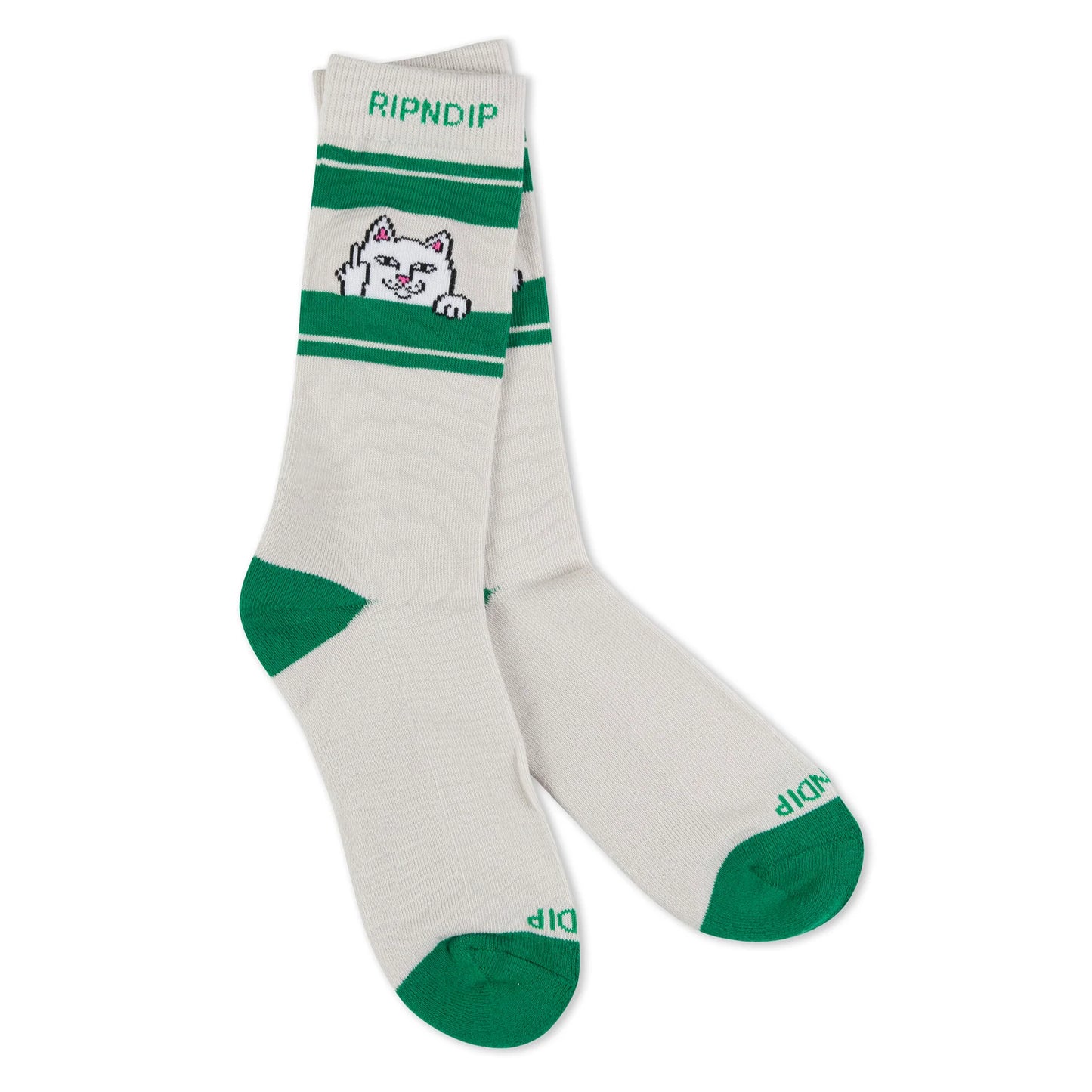 RIPNDIP | Calcetas Peeking Nermal Gris/Verde | Algodón 70% | Colección Essentials POW Flagship