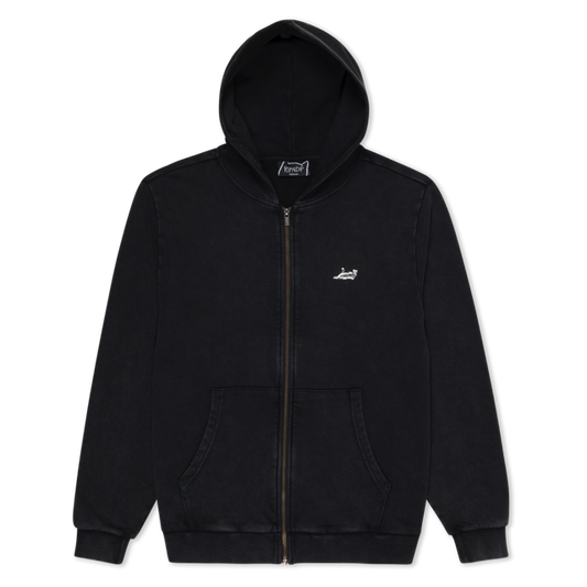 CASTANZA ZIP UP HOODIE (BLACK VINTAGE WASH) RIPNDIP