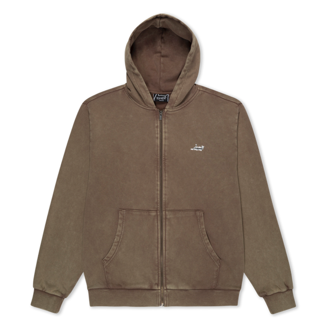 CASTANZA ZIP UP HOODIE (BROWN VINTAGE WASH) RIPNDIP