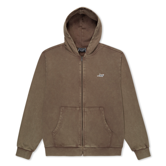 CASTANZA ZIP UP HOODIE (BROWN VINTAGE WASH) RIPNDIP