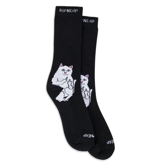 RIPNDIP | Calcetas Lord Nermal Negras | Algodón 70% | Colección Essentials Irreverentes POW Flagship