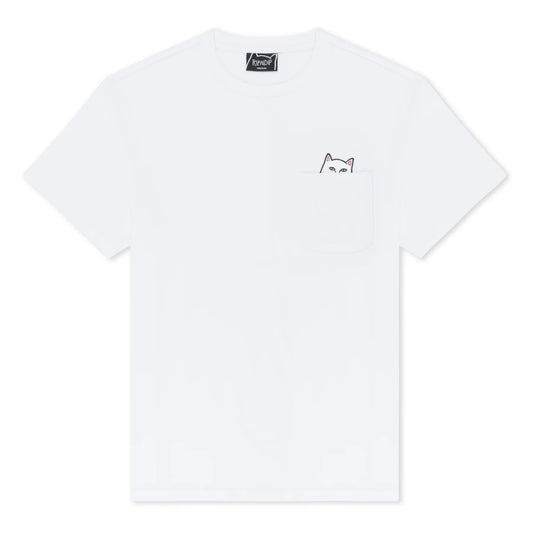 RIPNDIP | Camiseta Pocket Lord Nermal Blanca | Algodón 180 GSM | Colección Clásicos POW Flagship