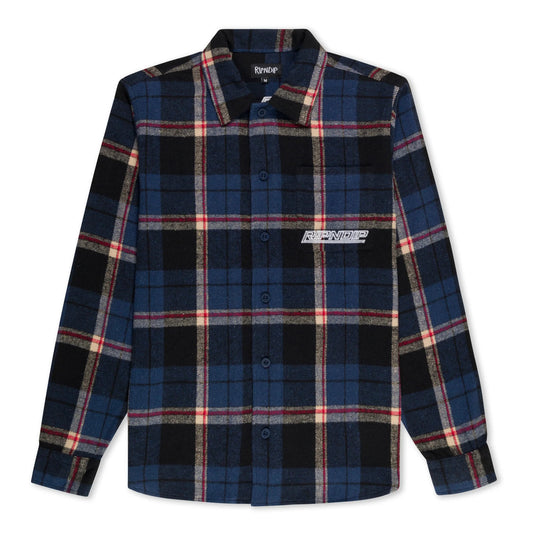 RIPNDIP - ROBO BUTON UP FLANNEL (NAVY)