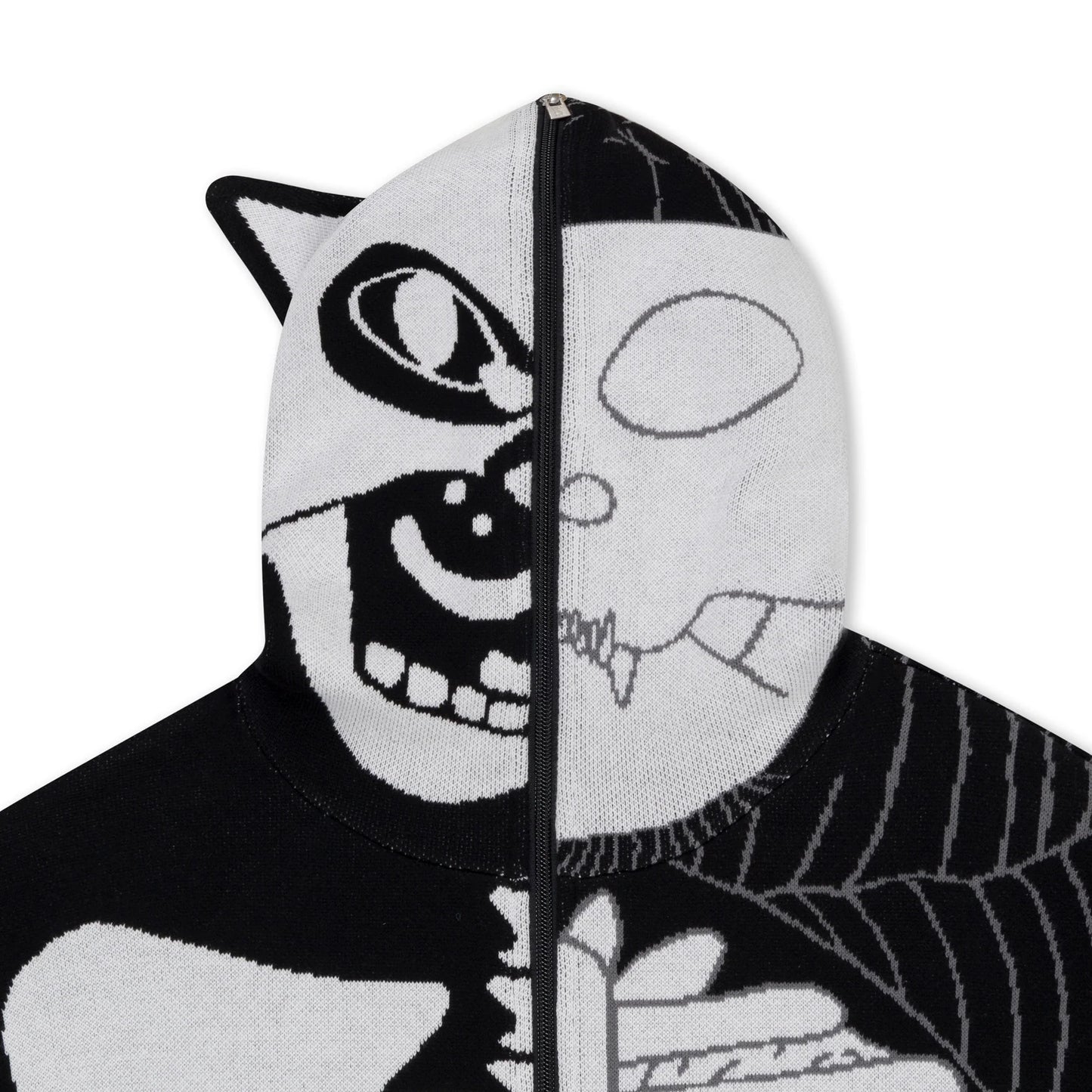 RIPNDIP - SKELLY NERM KNIT HOODIE (BLACK/WHITE)