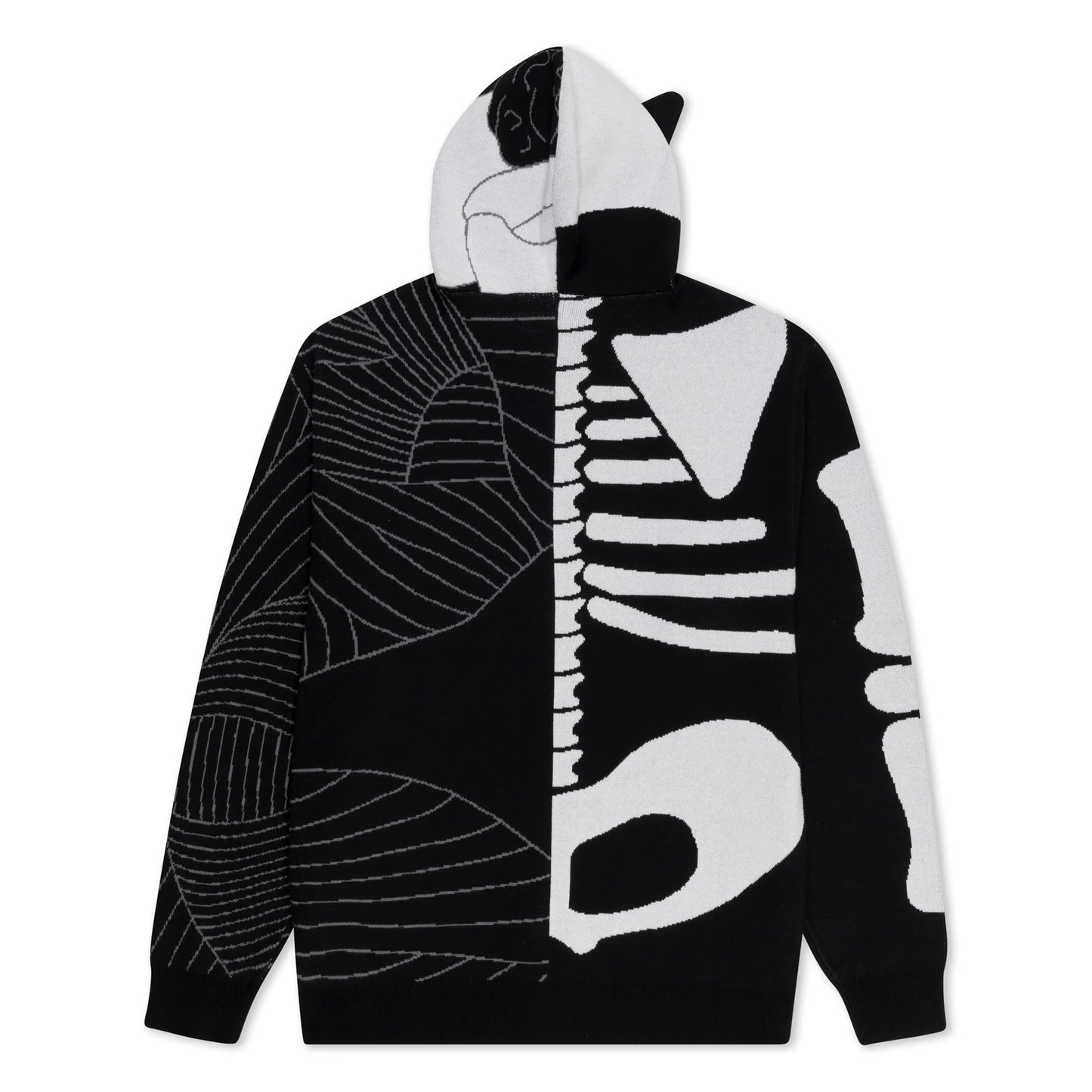 RIPNDIP - SKELLY NERM KNIT HOODIE (BLACK/WHITE)