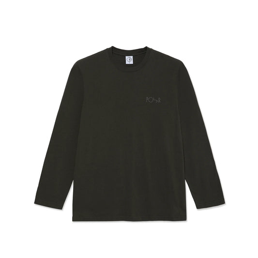 POLAR SKATE CO. Steve LS Tee Stroke Logo (Dirty Black)