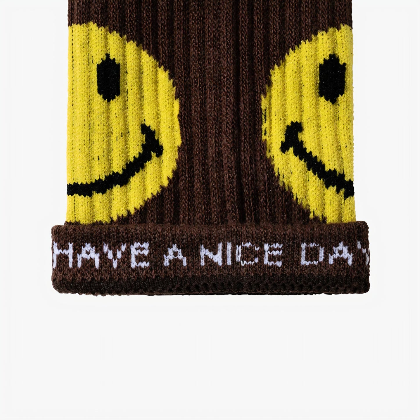 Smiley Upside Down Socks - Brown (MARKET)