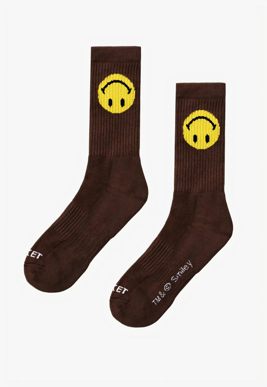 Smiley Upside Down Socks - Brown (MARKET)