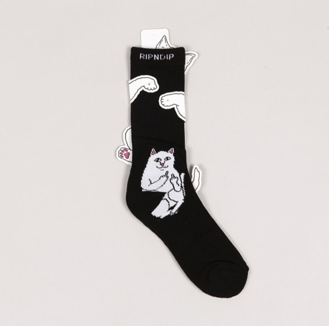Nermal Loves Mid Socks (Black)| Calcetines Blossom Mid Almond | Altura Media | Algodón 70% | Envíos a Toda Venezuela